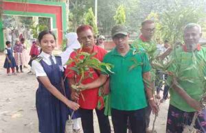 পঞ্চগড়ে ৬ শতাধিক শিক্ষার্থী পেল বিভিন্ন প্রজাতির ফলজ গাছের চারা